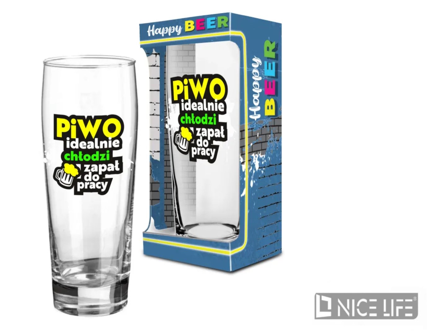 Happy Beer-szklanka do piwa Piwo idealnie chłodzi zapał do pracy 500ml