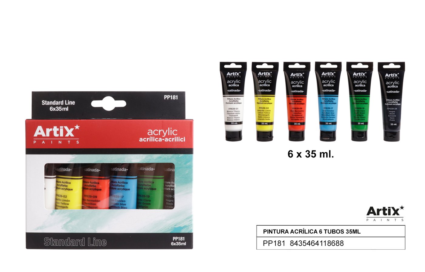 Zestaw farb akrylowych 6 kol. X 35ml.