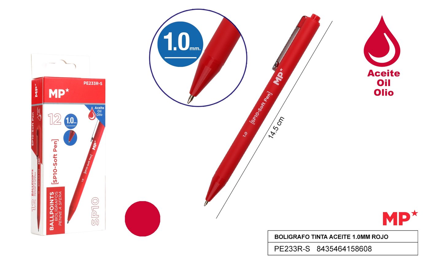 Długopis olejowy 1.0mm 3szt