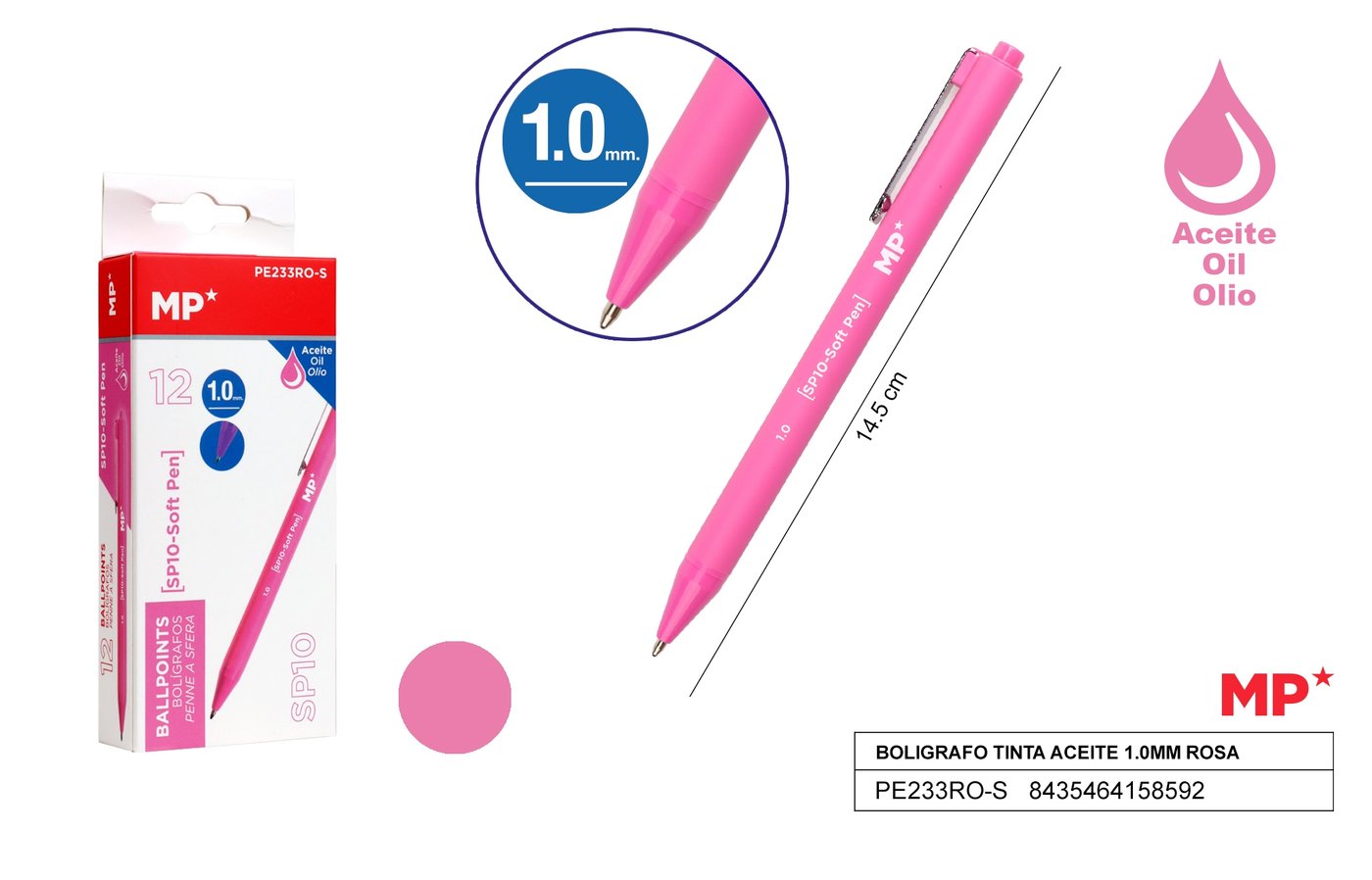 Długopis olejowy 1.0mm 3szt