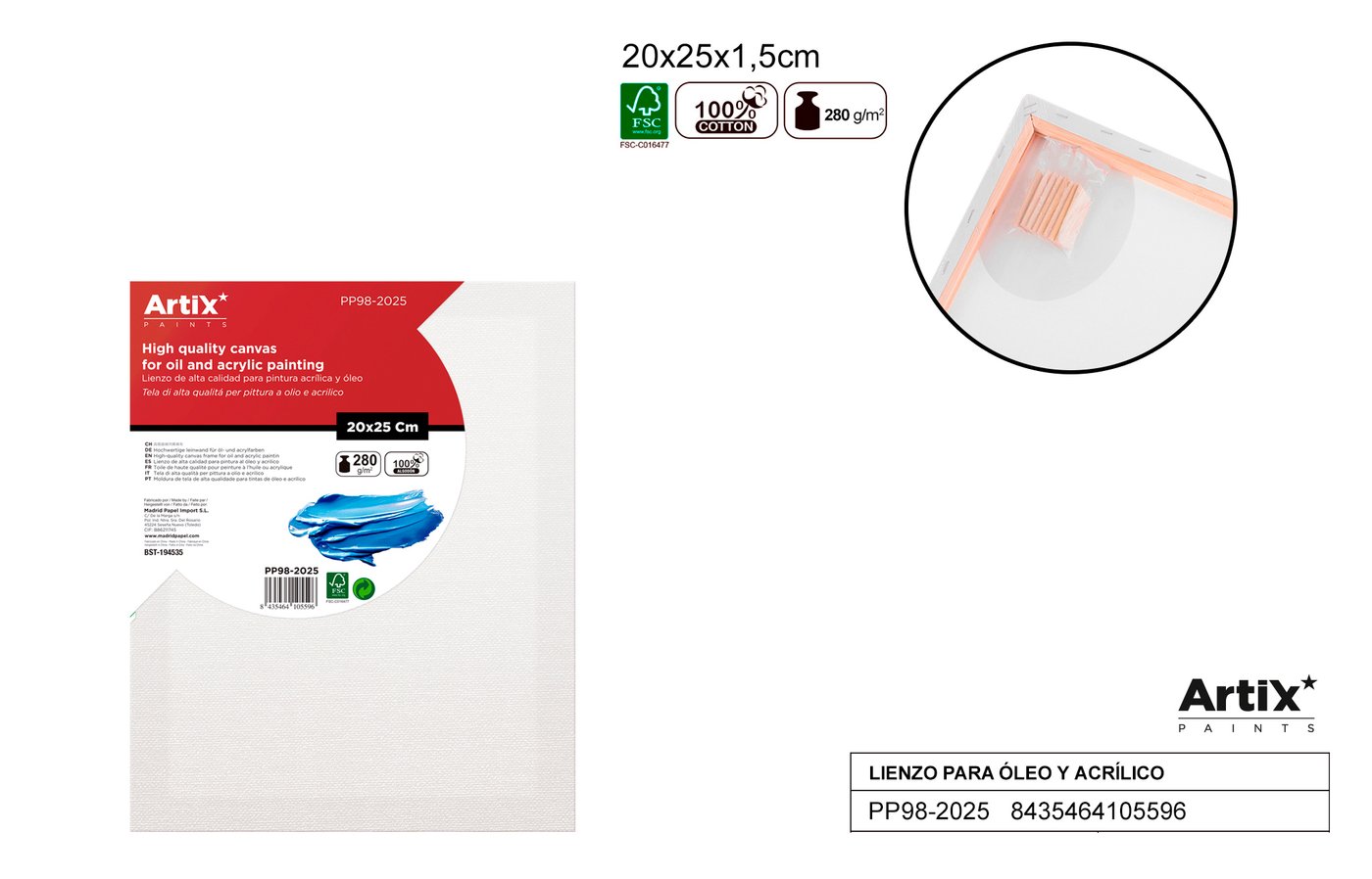 Podobrazie 20X25X1.5 CM 280G/m2