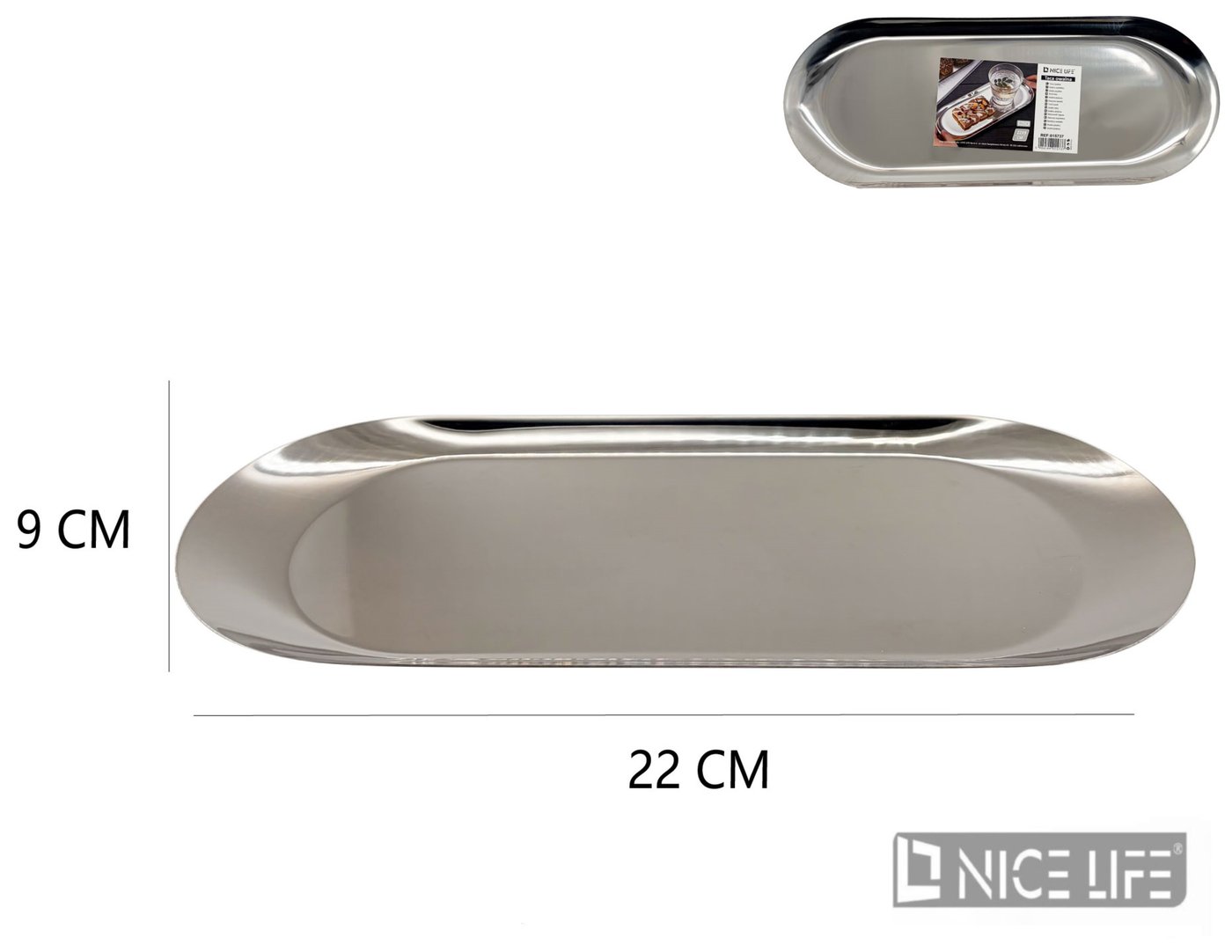 Taca owalna 22*9cm srebrna