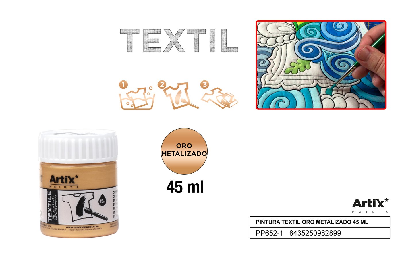 Farby do tkanin 45ml złota ARTIX