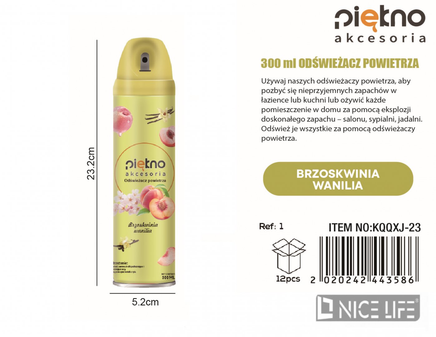 300ml Odświeżacz powietrza -Brzoskwinia wanilia