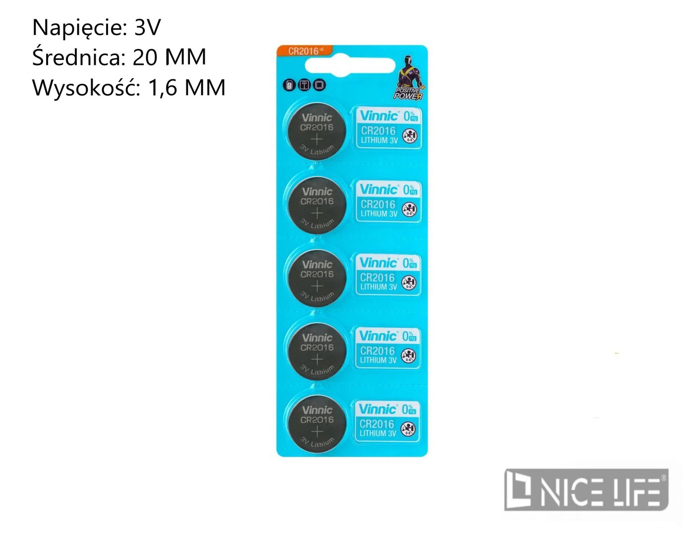 Bateria VINNIC CR2016 3V 5BP