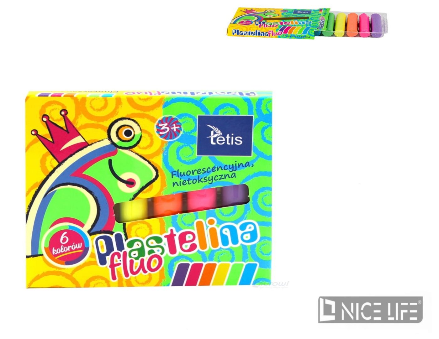 Plastelina FLUO 15g 6kol. TETIS