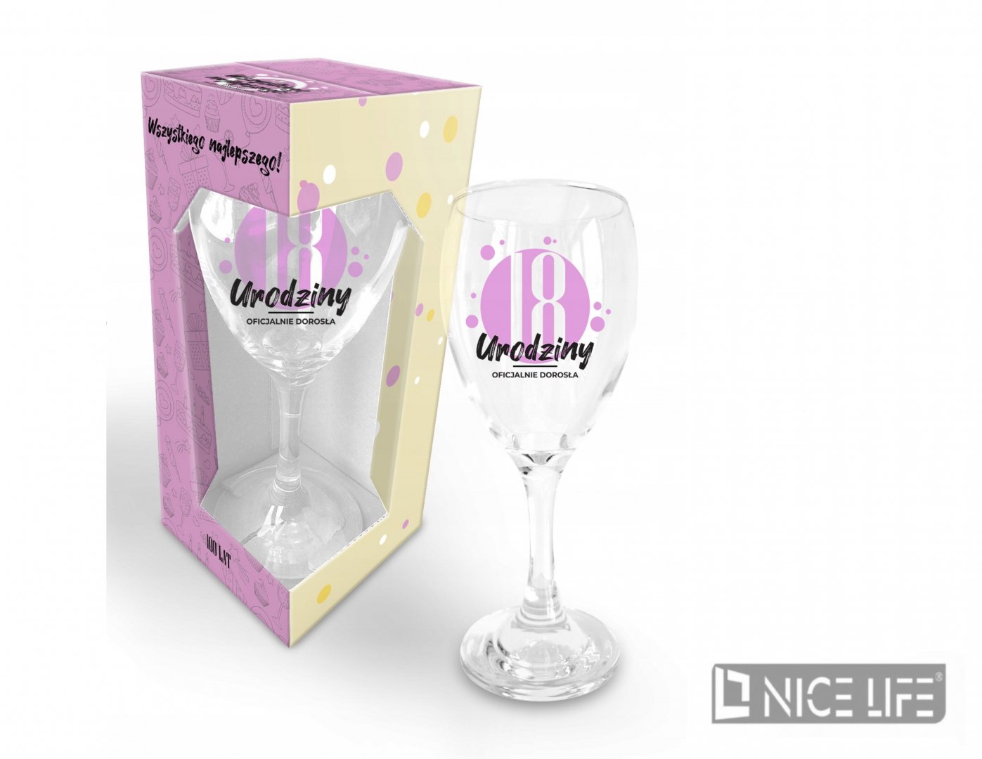 HAPPY DAY - Kieliszek 220 ml Pink - 18