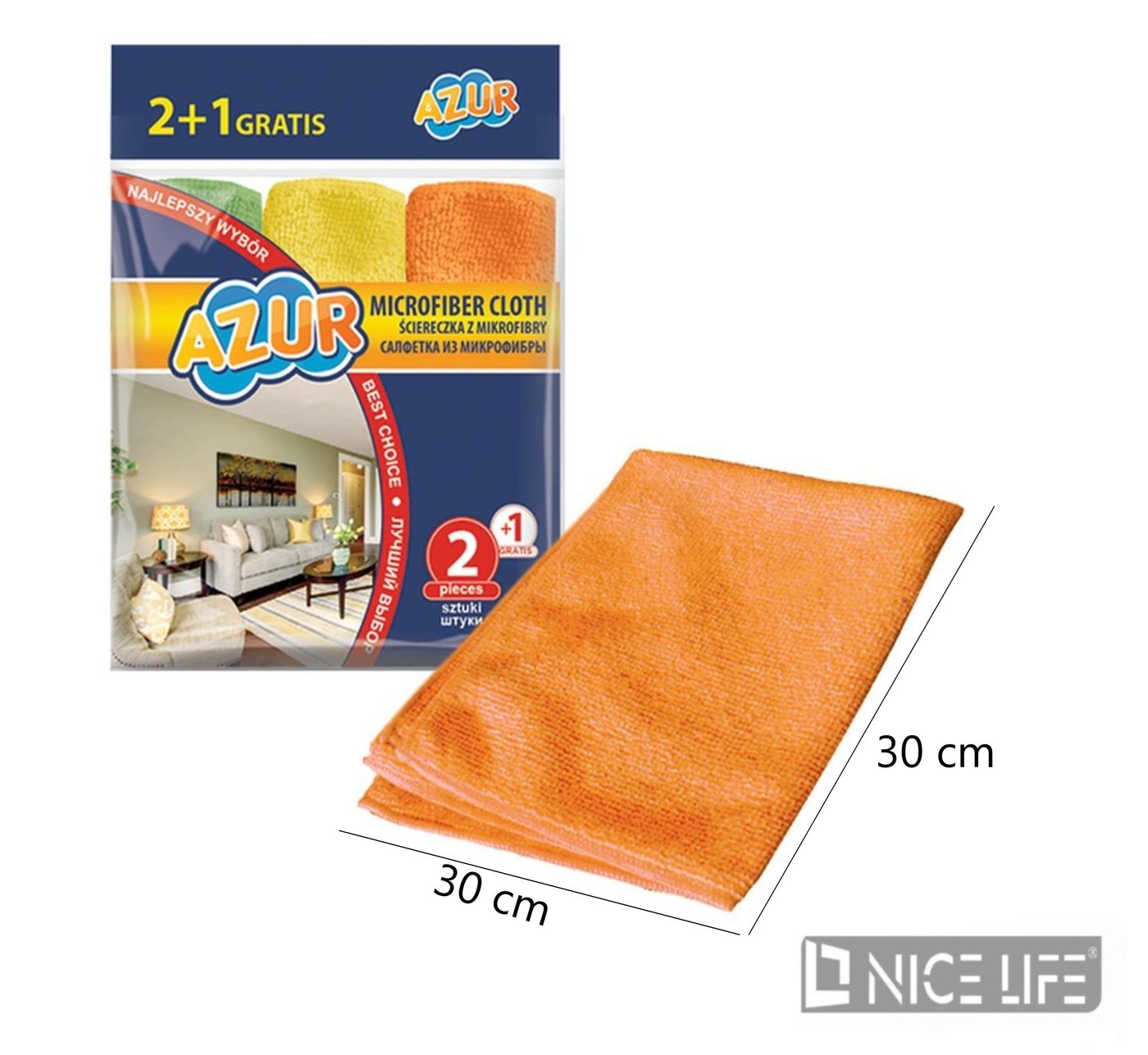 Ściereczki z mikrofibry 2 plus 1 gratis AZUR
