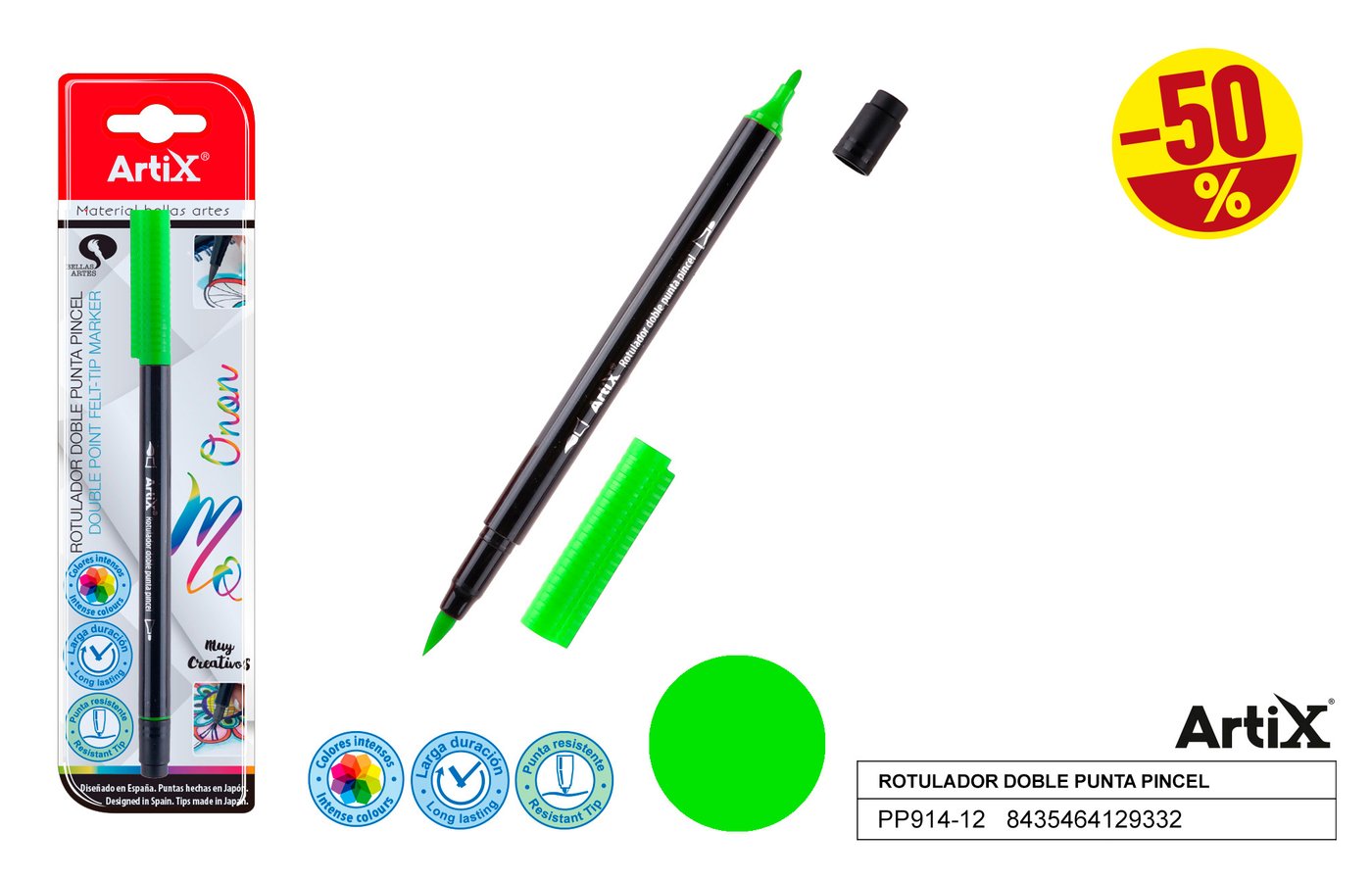 Marker dwustronny jasno-zielony