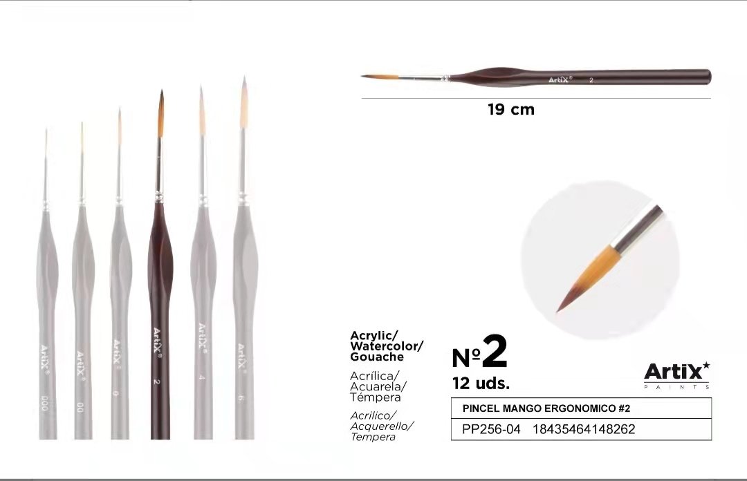 Pędzel ergonomiczny malarski cienki liniowy 2#