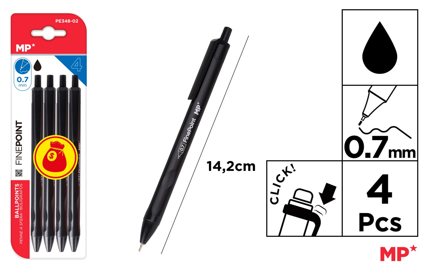 DŁUGOPIS OLEJOWY 0,7 mm CZARNY