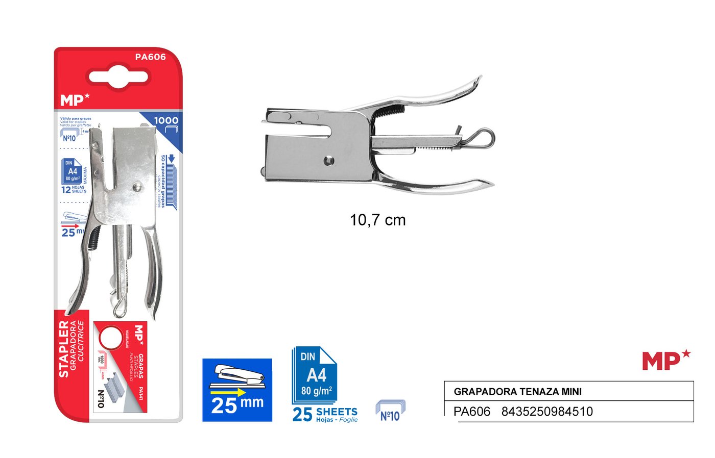 Zszywacz nożycowy MINI Nº10 10.7*5.5CM